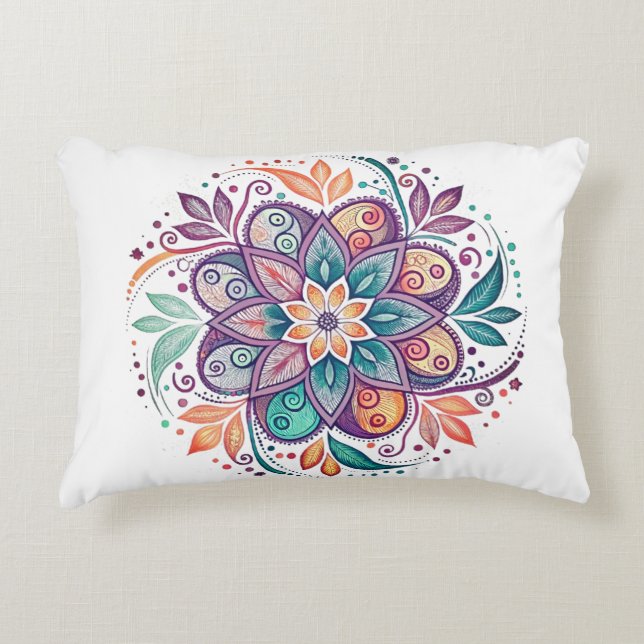 “Radiant Harmony Mandala" Decorative Cushion (Front)