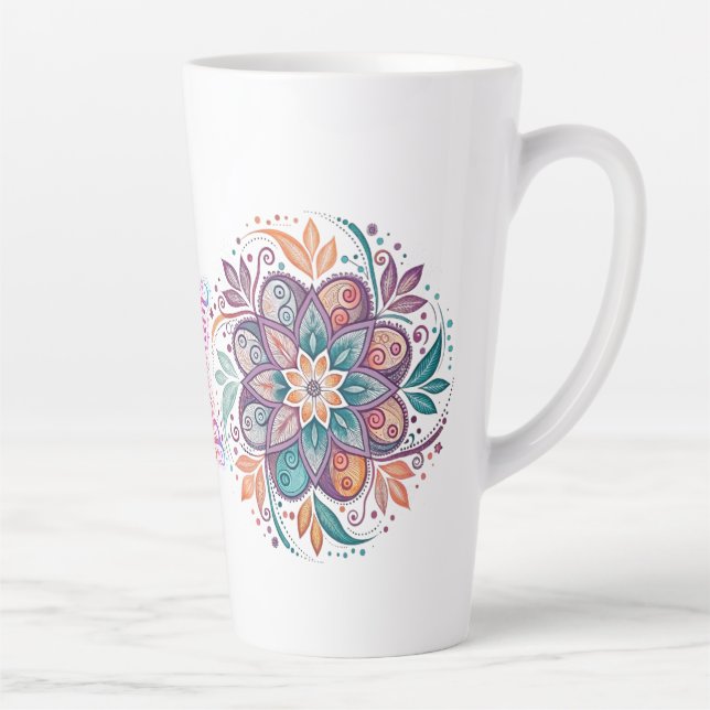 “Radiant Harmony Mandala" Latte Mug (Right)