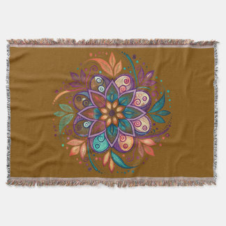 “Radiant Harmony Mandala" Throw Blanket