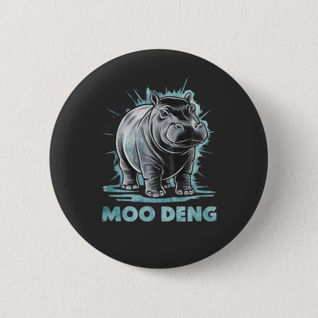 Radiant Hippo Moo Deng 6 Cm Round Badge (Front)