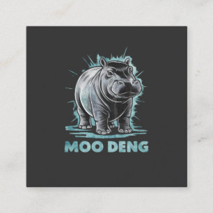 Radiant Hippo Moo Deng Square Business Card