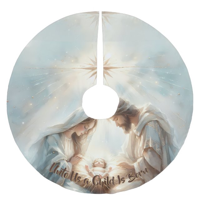 Radiant Holy Family Nativity Scene Brushed Polyester Tree Skirt (Front)