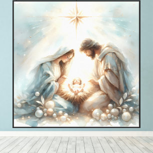 Radiant Holy Family Nativity Scene Canvas Print