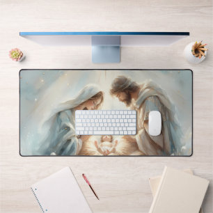 Radiant Holy Family Nativity Scene Desk Mat