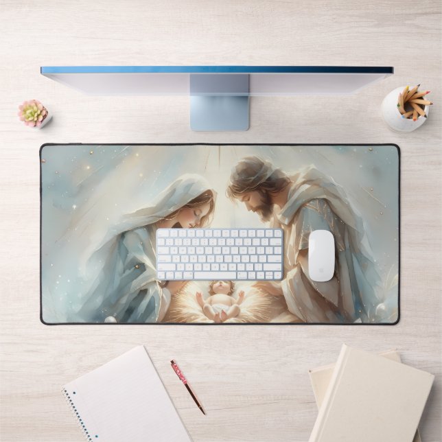 Radiant Holy Family Nativity Scene Desk Mat (Office 1)