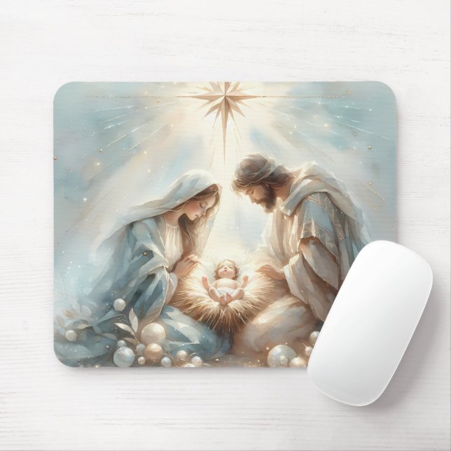 Radiant Holy Family Nativity Scene Mouse Pad (With Mouse)