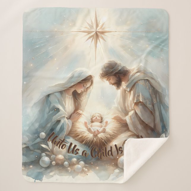 Radiant Holy Family Nativity Scene Sherpa Blanket (Front)