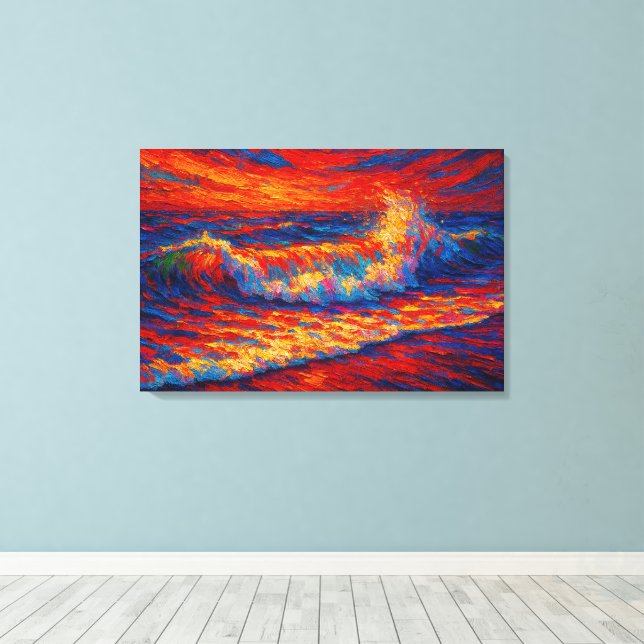 Radiant Horizon: The Primal Rainbow Surge Canvas Print (Insitu(Wood Floor))
