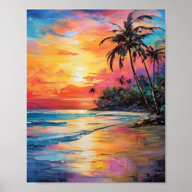 Radiant Horizons: An Impressionistic Sunset Poster (Front)