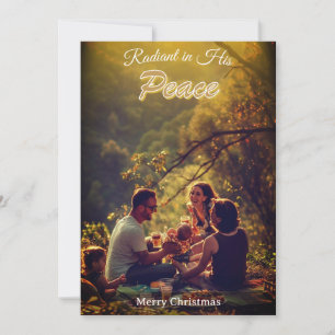 Radiant in His Peace Religious Elegant One Photo  Holiday Card