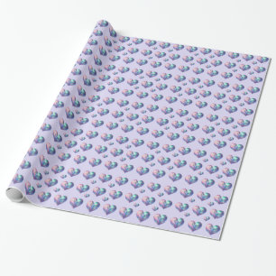 Radiant Iridescent Rainbow Colour Hearts Wrapping Paper