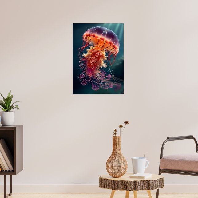 Radiant Jellyfish in Deep Ocean Poster (Living Room 3)