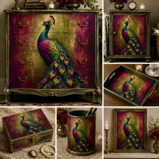 Radiant Jewel Peacock Decoupage Tissue Paper