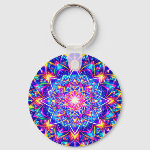Radiant Kaleidoscope Mandala - Color Harmony Charm Key Ring