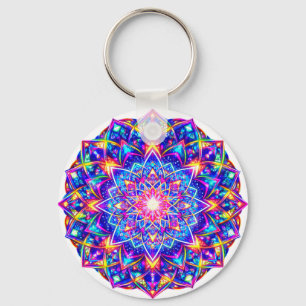 Radiant Kaleidoscope Mandala - Color Harmony Charm Key Ring
