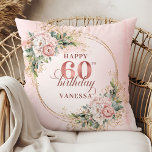 Radiant Light Pink Shimmering Design 60th birthday Cushion<br><div class="desc">✅ For matching items search 36-60 in my collections ✅ Celebrate a special milestone with this elegant 60th birthday pillow featuring watercolor rose gold, dusty pink and blush pink flowers, eucalyptus greenery, and a shimmering gold frame. This boho floral design adds charm and warmth to any space. A beautiful keepsake...</div>