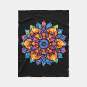 Radiant Lotus Mandala Festival Yoga Fleece Blanket