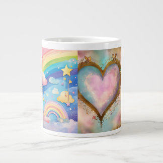Radiant Love: Heart & Rainbow Fusion Cups