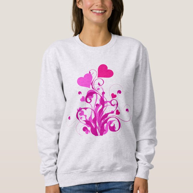 Radiant Love in Pink and Red Heartfelt Harmony  Sweatshirt (Front)