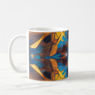 Radiant Mandala: Vibrant Symmetrical Fantasy Art Coffee Mug