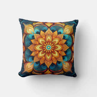 Radiant Mandala with Floral-Inspired Patterns Cushion