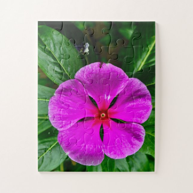 Radiant Memory Bloom | Magenta Vinca Botanical Jigsaw Puzzle (Vertical)
