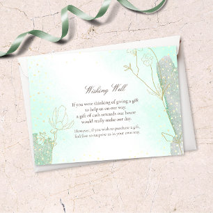 Radiant Mint Green Botanical Wishing Well Wedding Enclosure Card