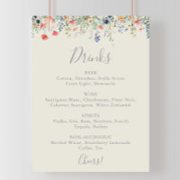 Radiant Multicolor Wildflower Wedding Drinks Menu