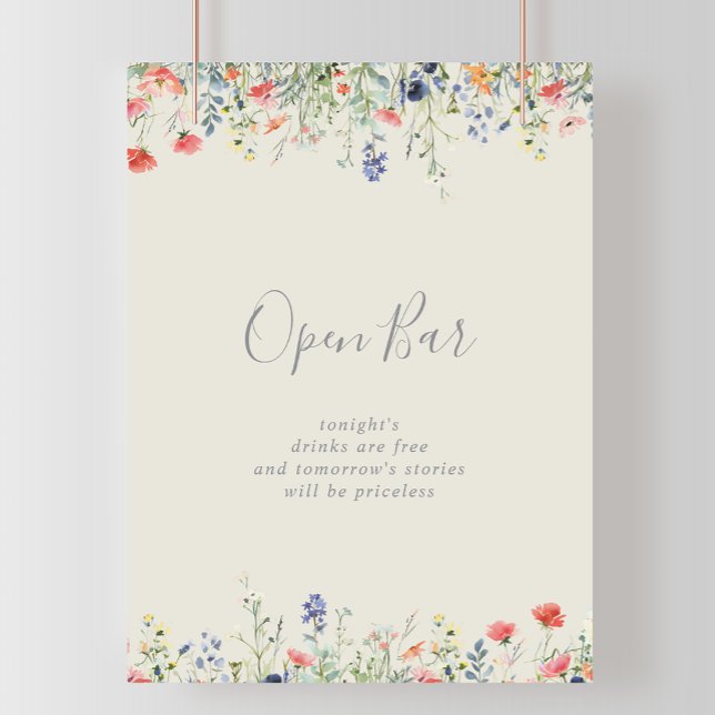 Radiant Multicolor Wildflower Wedding Open Bar  Poster (Creator Uploaded)