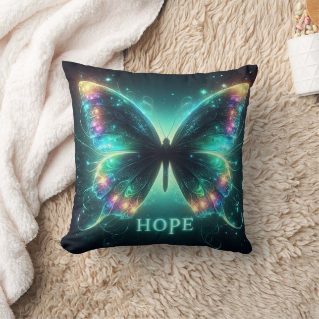 Radiant Multicolored Butterfly Portraying Hope  Cushion (Blanket)