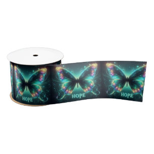 Radiant Multicolored Butterfly Portraying Hope Satin Ribbon
