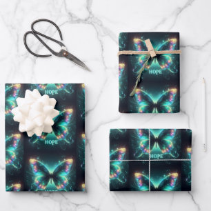 Radiant Multicolored Butterfly Portraying Hope Wrapping Paper Sheet