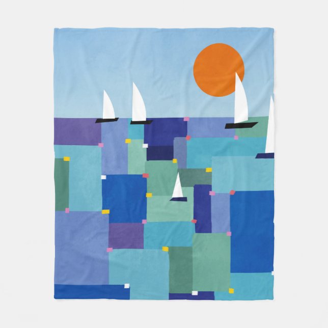 Radiant Ocean Voyage Fleece Blanket (Front)
