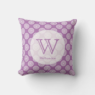Radiant Orchid Circles Monogrammed Cushion