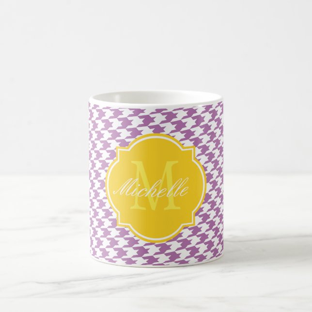 Radiant Orchid Houndstooth Monogram Mug (Center)