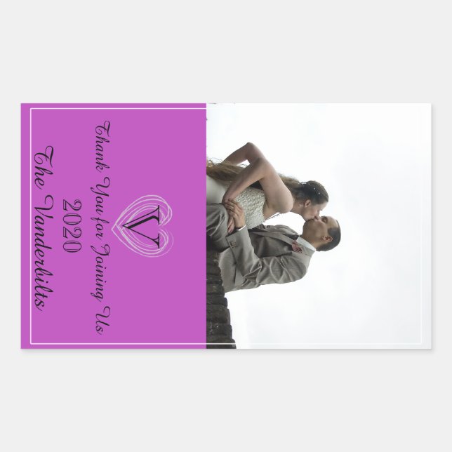Radiant Orchid Monogram Wine Bottle Label (Front)