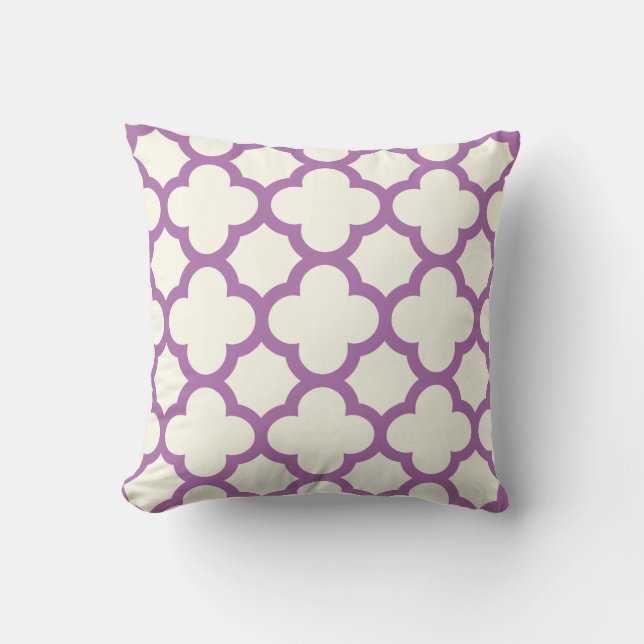 Radiant Orchid Quatrefoil Throw Pillow (Front)