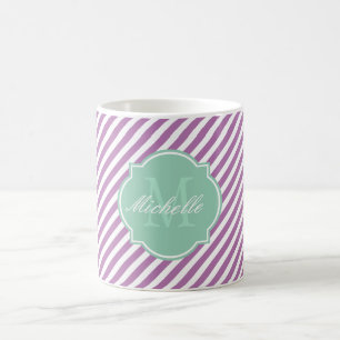 Radiant Orchid Stripe Monogram Mug
