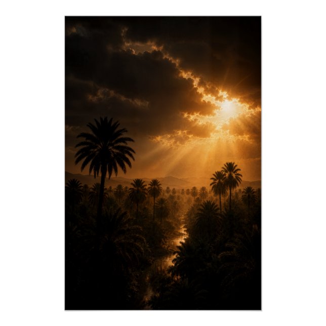 Radiant Palm Grove Chiaroscuro Poster (Front)