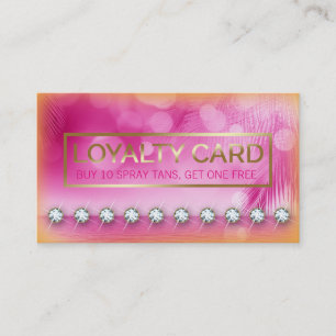 Radiant Palm Tree Pink Orange Loyalty Card