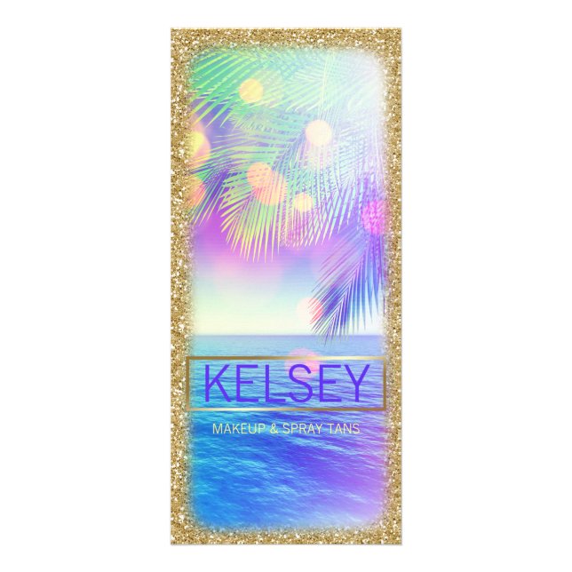 Radiant Palm Tree Rack Card Faux Glitter (Front)