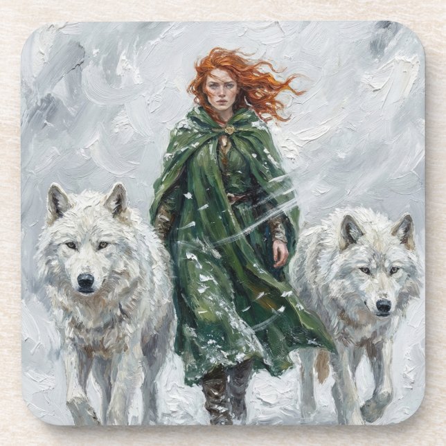 Radiant Peace Dove Lantern Imbolc Snowdrops Art Coaster (Front)