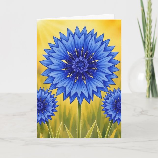 Radiant Petal Series – Cornflower Card (Front)