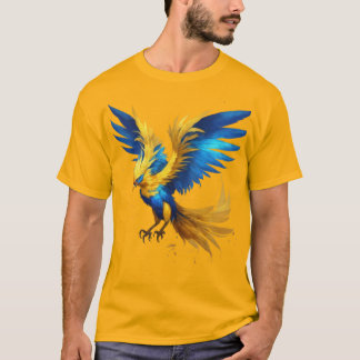 Radiant Phoenix Sky T-Shirt: Blue & Yellow Beauty T-Shirt