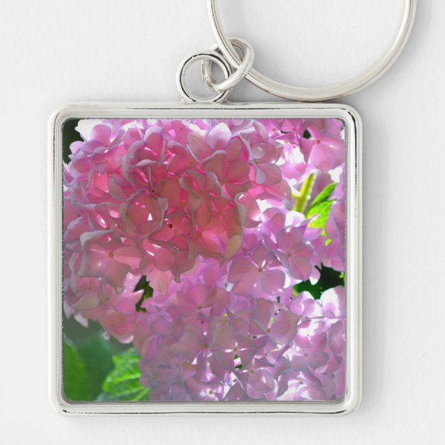 Radiant Pink Hydrangeas Key Ring (Front)