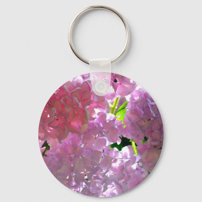 Radiant Pink Hydrangeas Key Ring (Front)