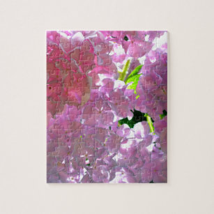 Radiant Pink Hydrangeas, pink flowers pink flowers Jigsaw Puzzle