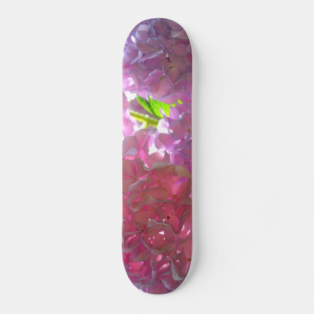 Radiant Pink Hydrangeas Skateboard (Front)