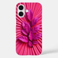 Radiant Pink Leaves Burst iPhone Case