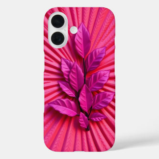Radiant Pink Leaves Burst iPhone Case